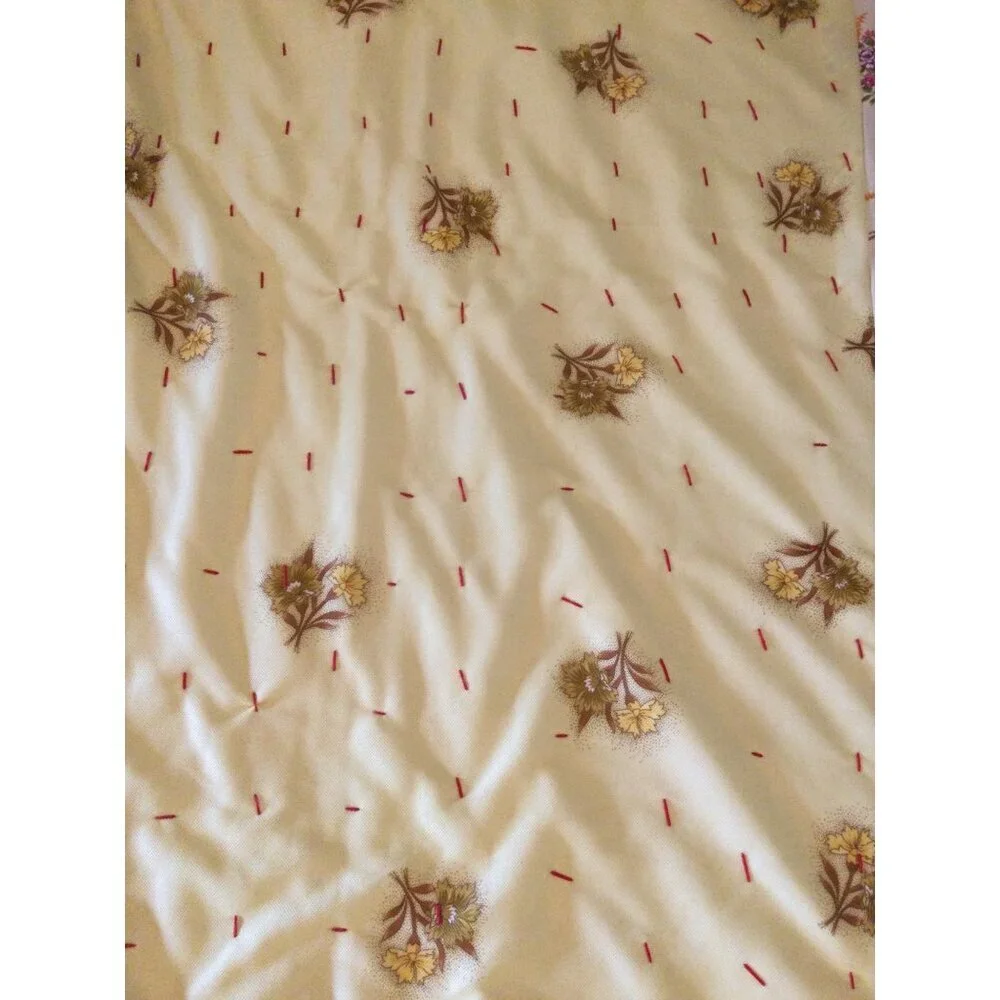 Vintage handmade Quilt Large Blocks floral gingham 82 x 105 blanket